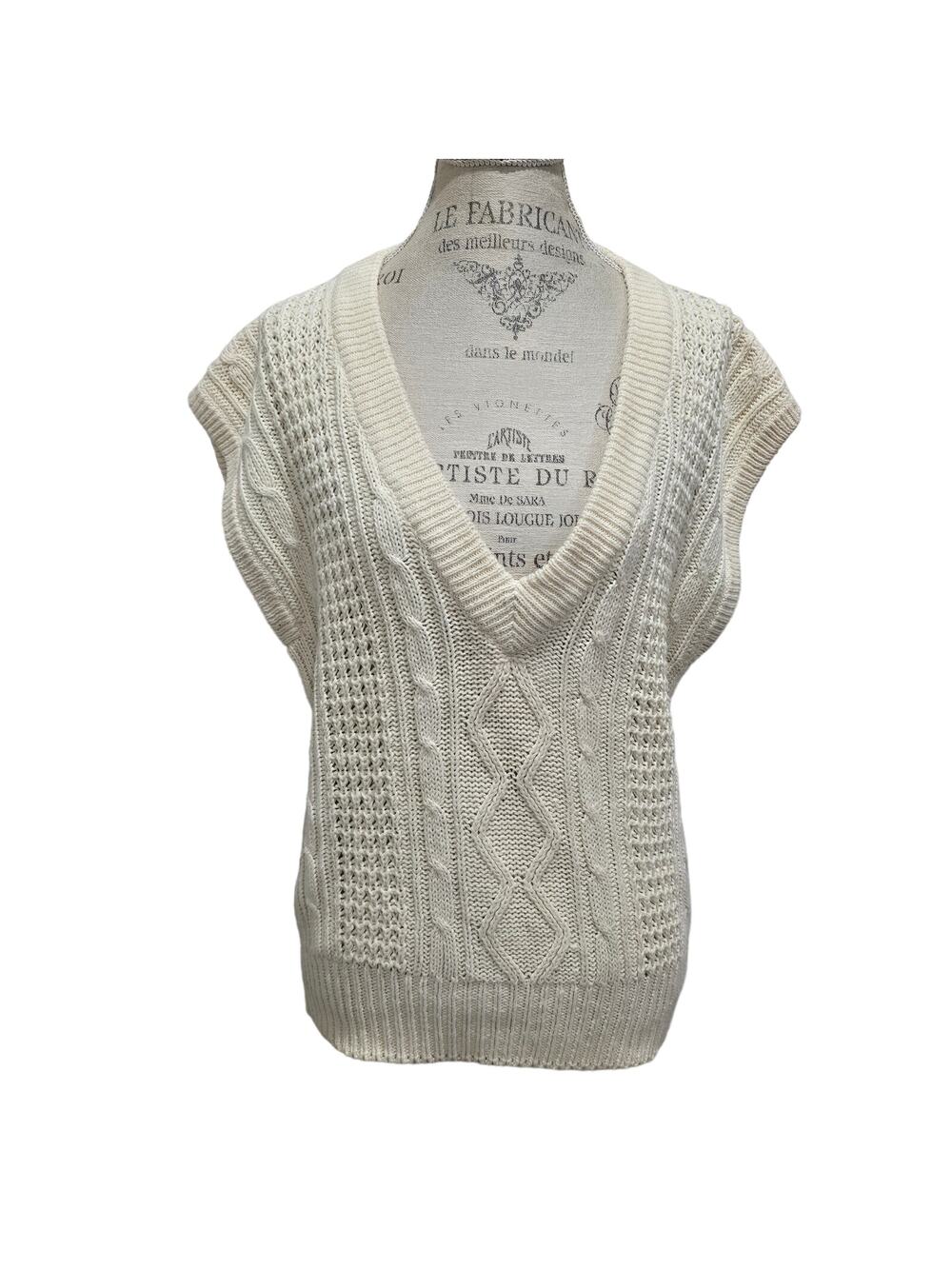 Authentic Vintage Forenza Sportwear Oversized V Neck Cable Knit Sweater Vest